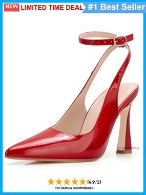 Pointed Toe Slingback Stiletto High Heels Faux Leather Pumps